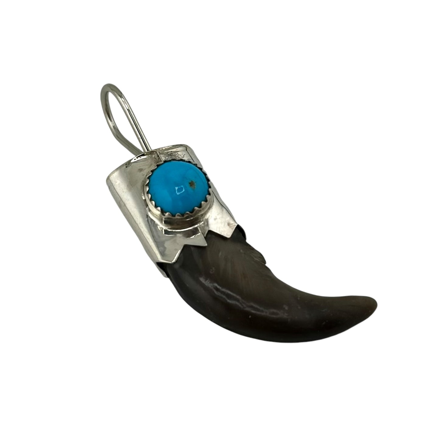 Turquoise Bear Claw Navajo Pendant Sterling Silver