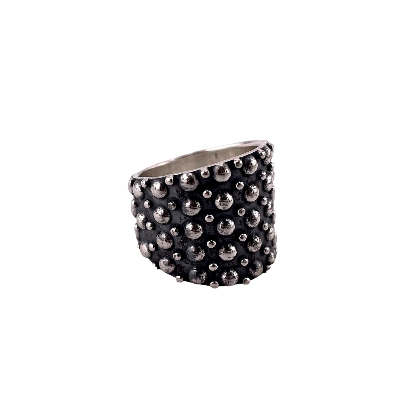 Dotted Bead 21mm Ring Sterling Silver