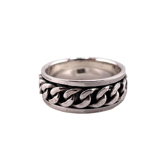 Curb Link 8mm Spinner Ring Sterling Silver