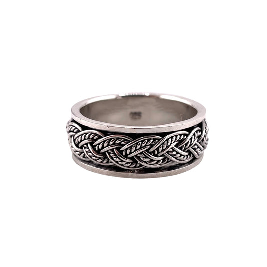 Braided Rope Spinner Ring Sterling Silver