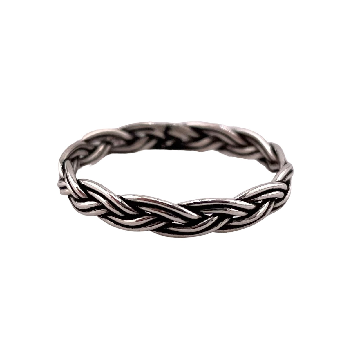 Braided Rope 3mm Band Ring Sterling Silver