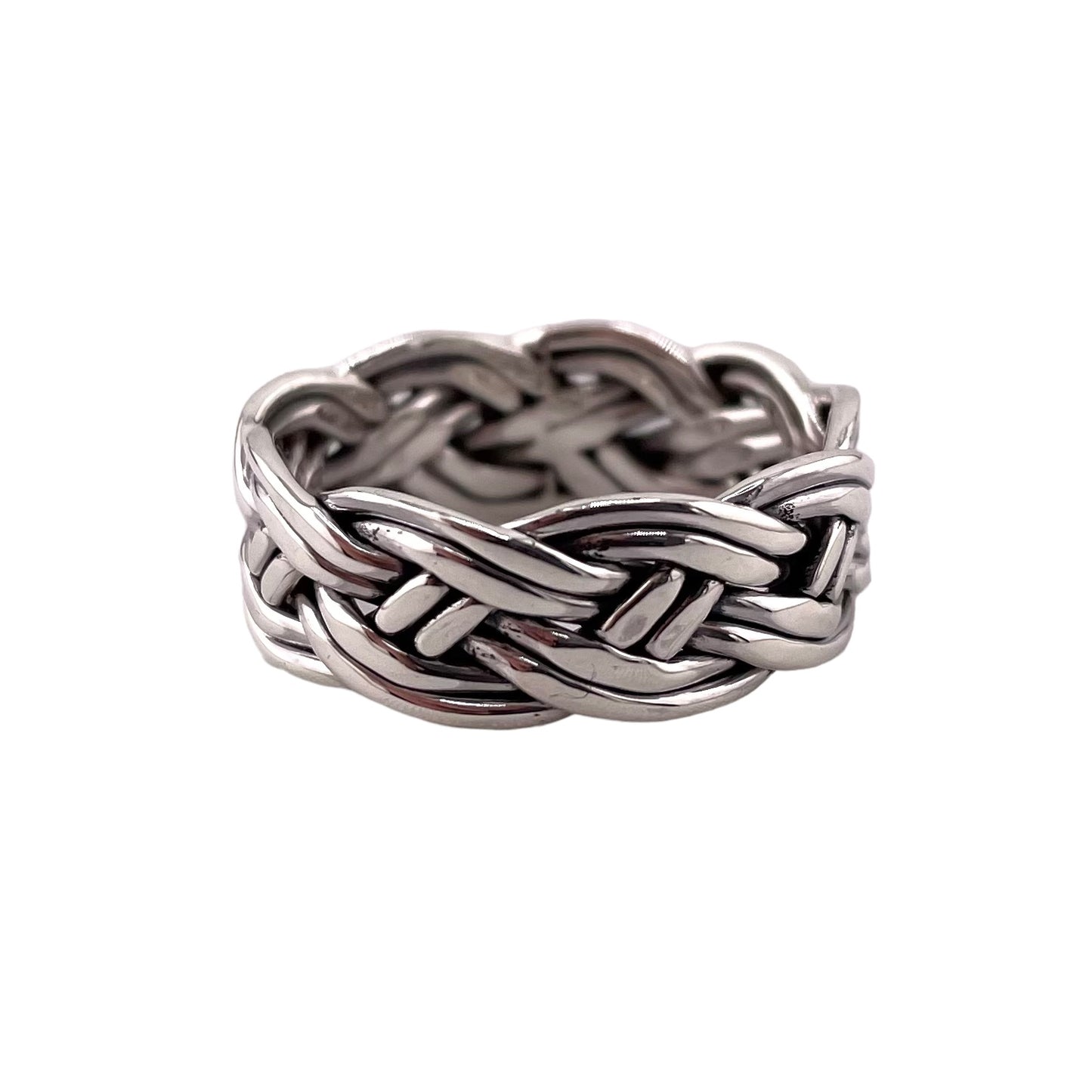 Braided Rope 8mm Band Ring Sterling Silver