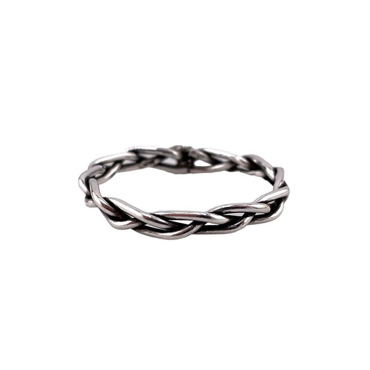 Braided Rope 3mm Band Ring Sterling Silver