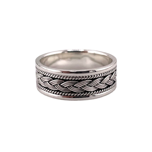 Braided Rope 3mm Band Ring Sterling Silver