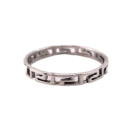 Greek Key 3mm Band Ring Sterling Silver