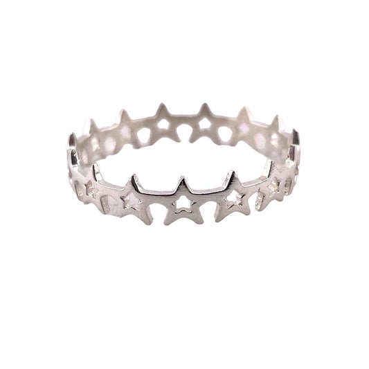 Star 4mm Band Ring Sterling Silver