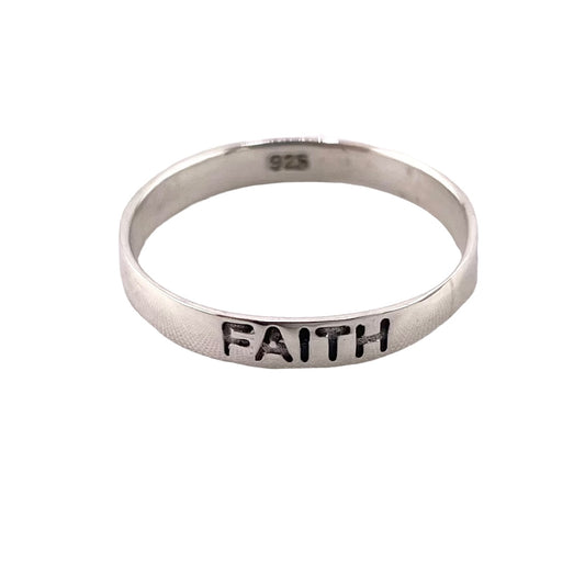 Faith 3mm Band Ring Sterling Silver