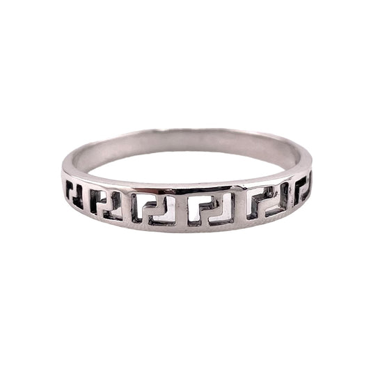 Greek Key 4mm Band Ring Sterling Silver