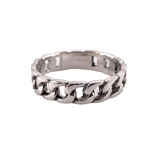 Cuban Link 5mm Band Ring Sterling Silver