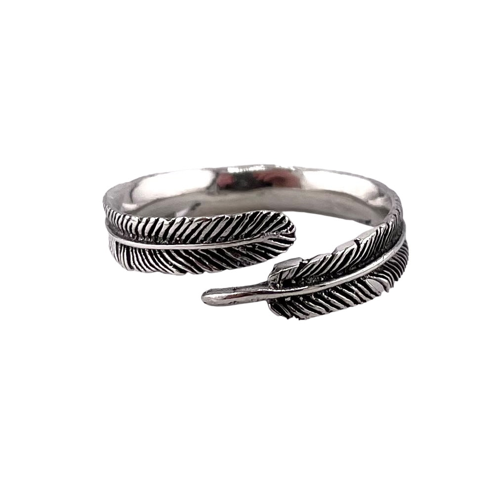 Open Feather Band Ring Sterling Silver