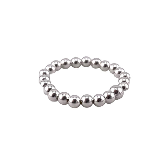 Bead 3mm Stretch Band Ring Sterling Silver