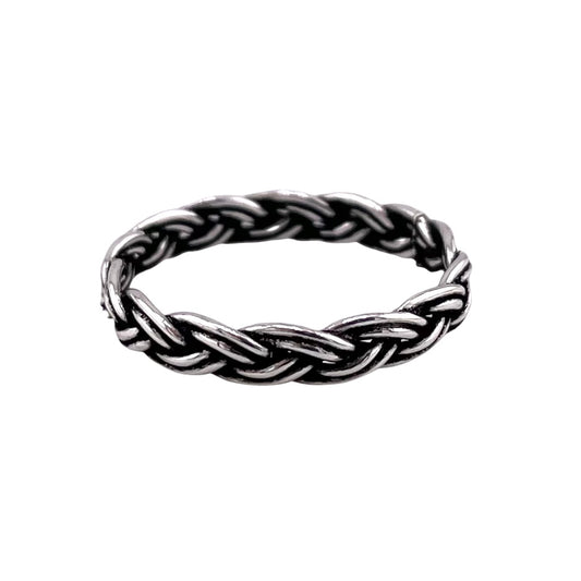 Braided Rope 3mm Band Ring Sterling Silver