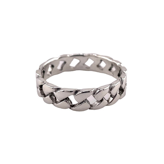 Cuban Link 5mm Band Ring Sterling Silver