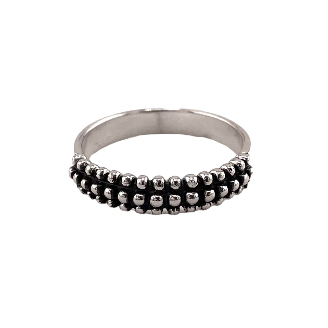 Dotted 3-Row 5mm Band Ring Sterling Silver