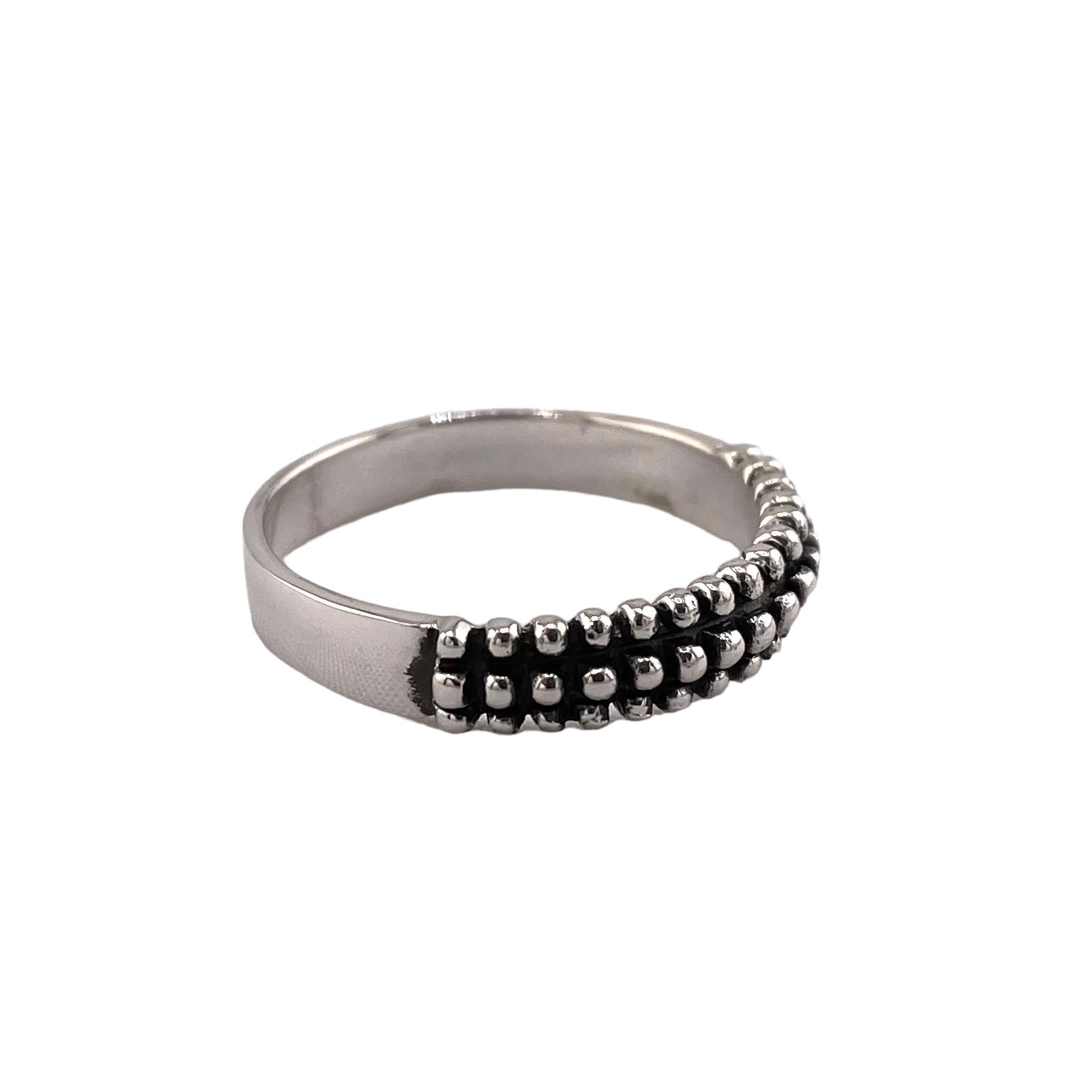 Dotted 3-Row 5mm Band Ring Sterling Silver