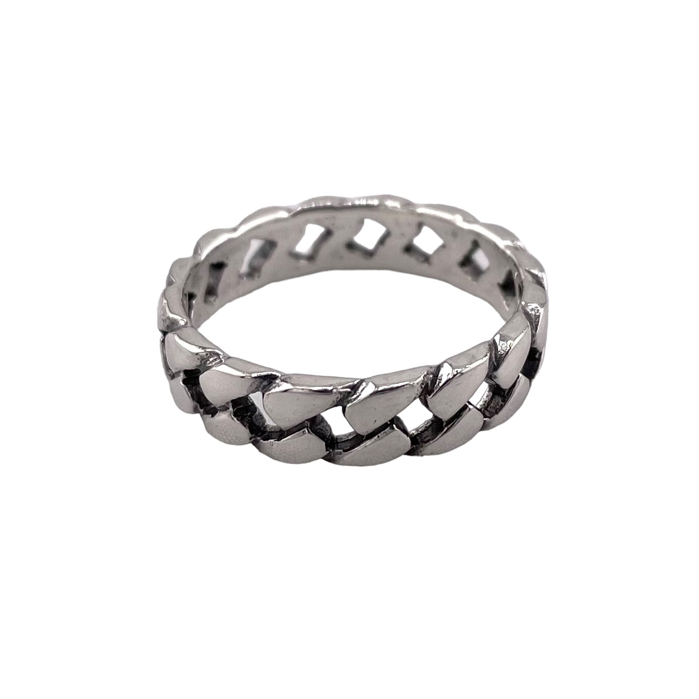 Cuban Link 5.5mm Band Ring Sterling Silver