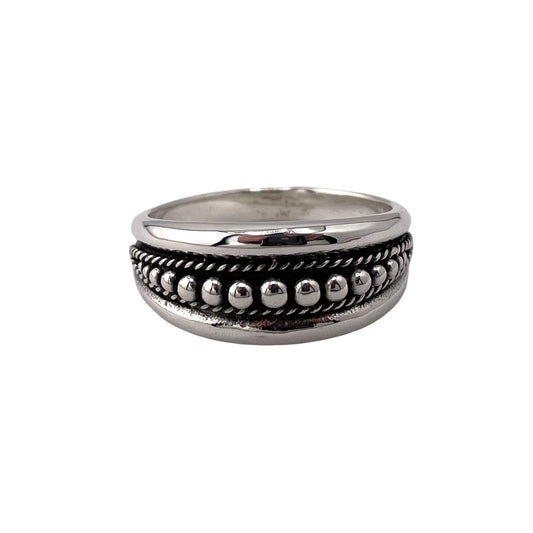 Graduated Bead Rope Ring Sterling Silver