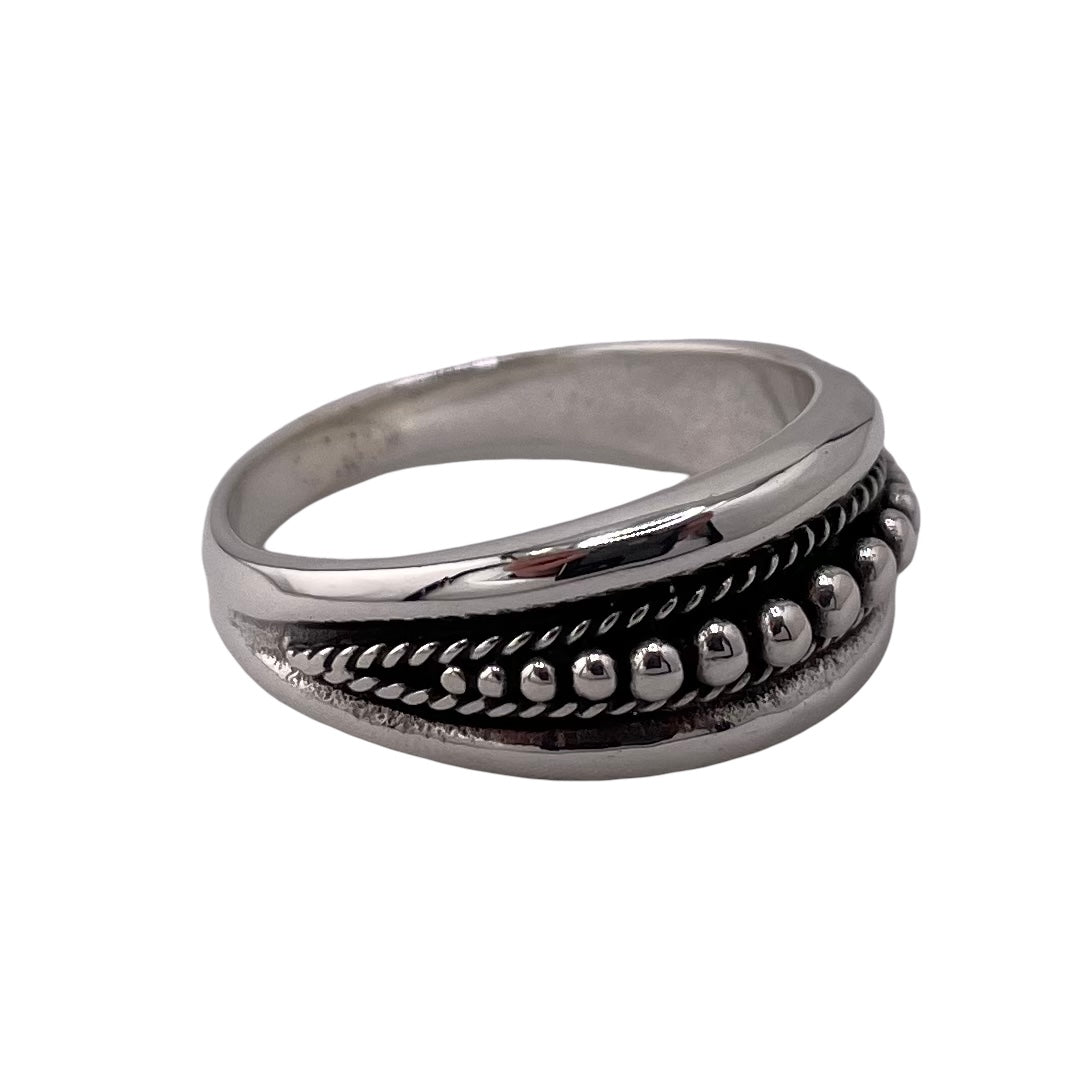 Graduated Bead Rope Ring Sterling Silver