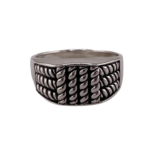 Rope 11mm Mens Ring Sterling Silver