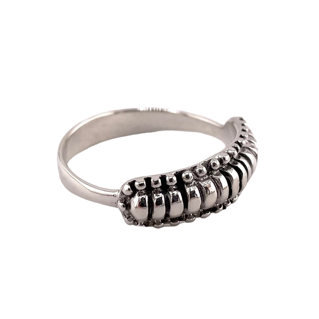 Bead Roped 7mm Ring Sterling Silver