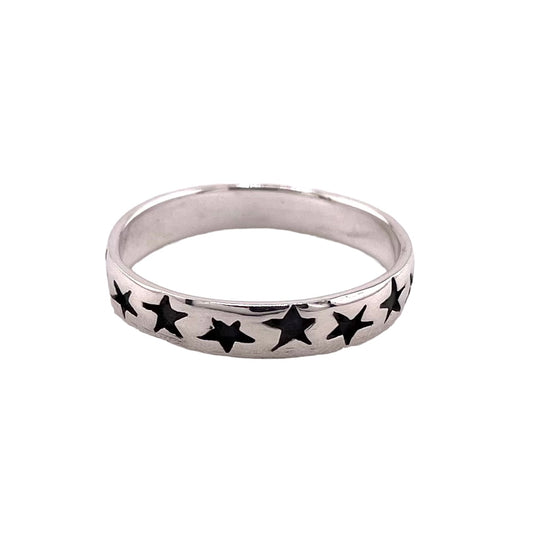 Star 4mm Band Ring Sterling Silver