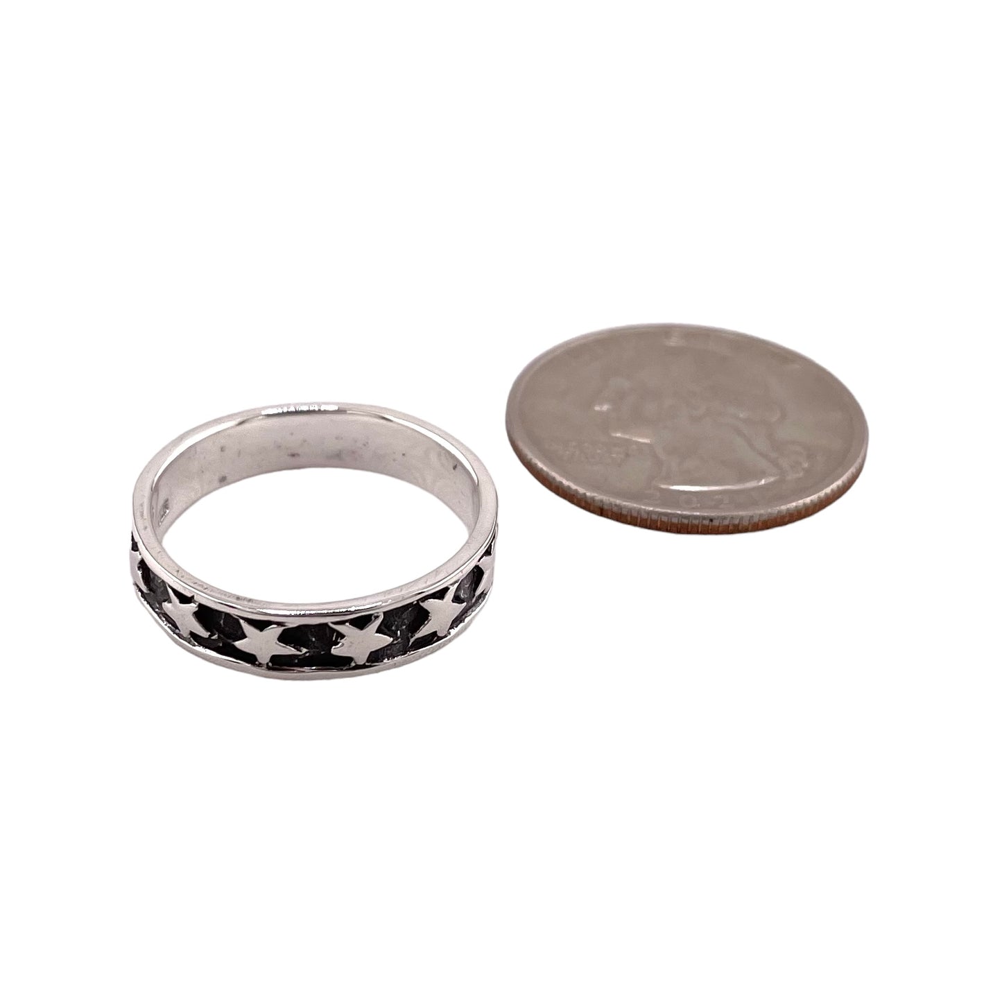 Star 5mm Band Ring Sterling Silver
