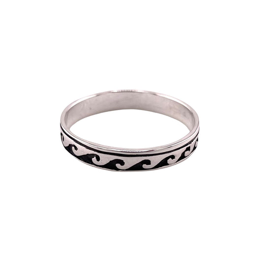 Water Wave 3mm Full Band Ring Sterling Silver