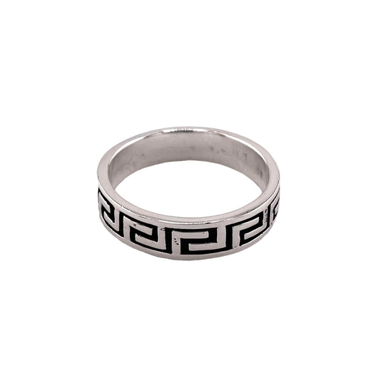 Greek Key 5.5mm Band Ring Sterling Silver