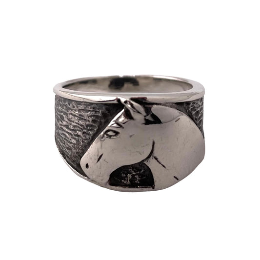 Horse Head Wide Ring Sterling Silver