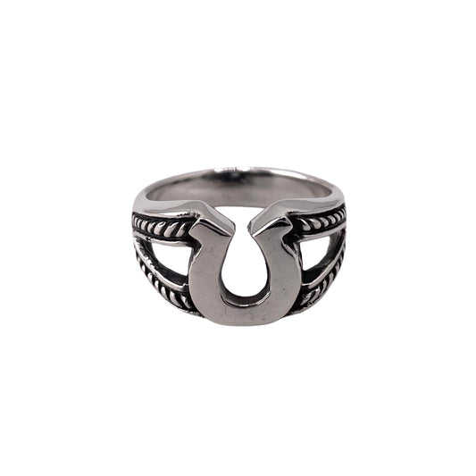 Roped Horseshoe Ring Sterling Silver