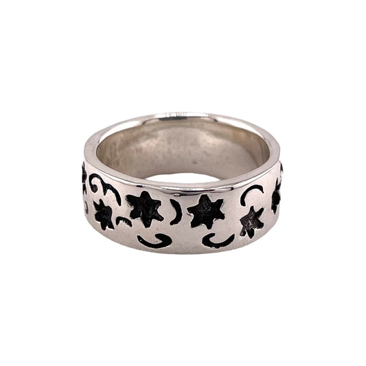 Star 7.5mm Band Ring Sterling Silver