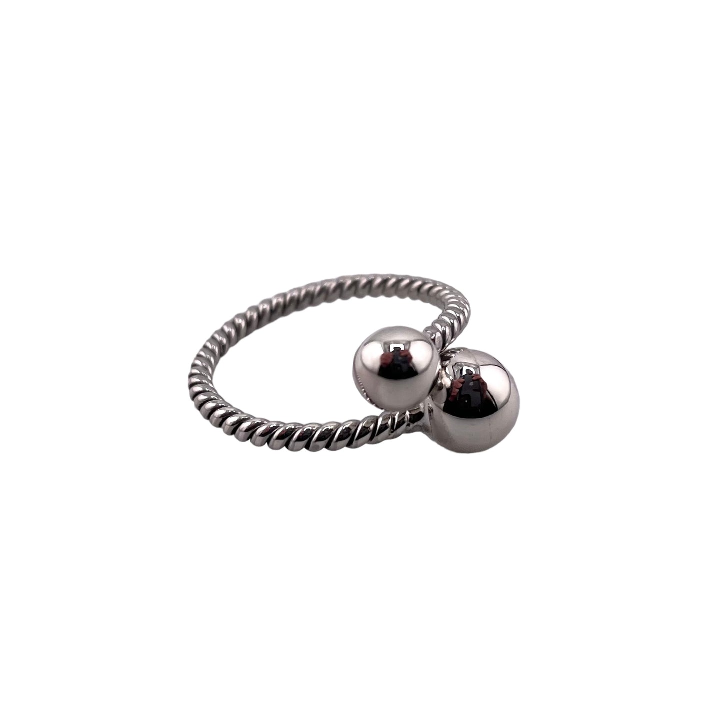 Rope Double Bead Ball Ring Sterling Silver