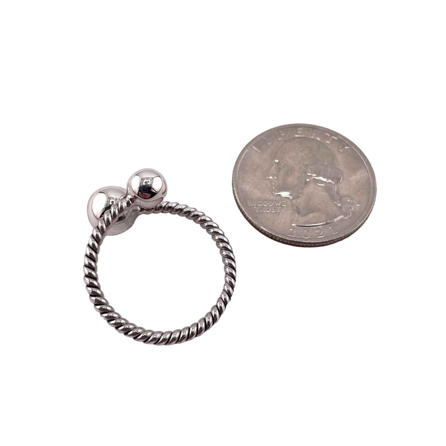 Rope Double Bead Ball Ring Sterling Silver