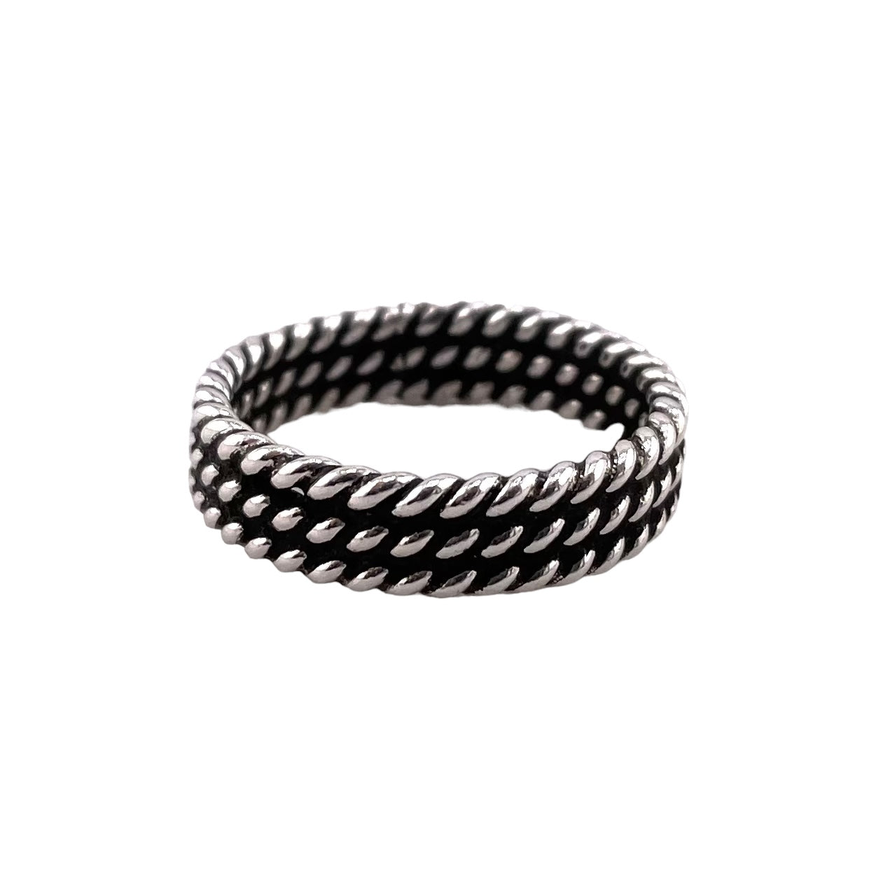 Triple Rope 5mm Band Ring Sterling Silver