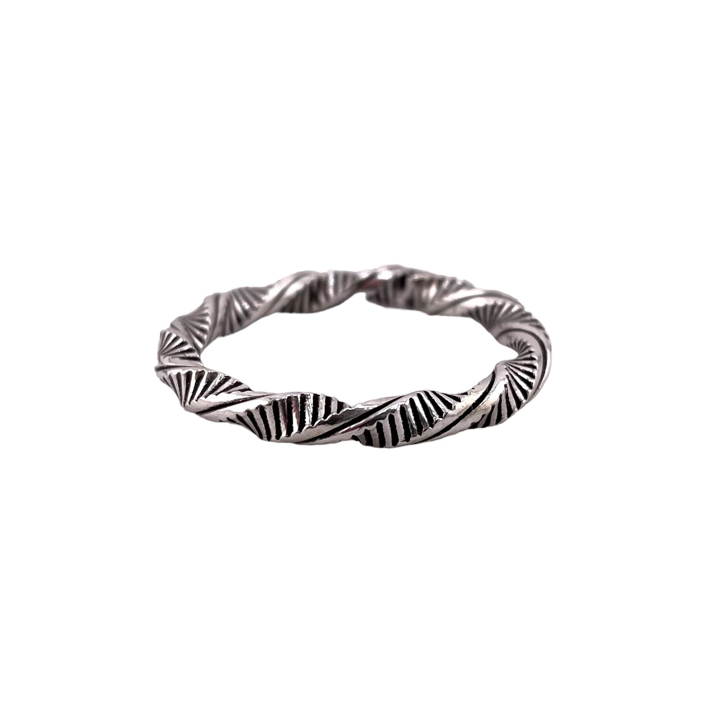 Twisted Stamped 3mm Band Ring Sterling Silver