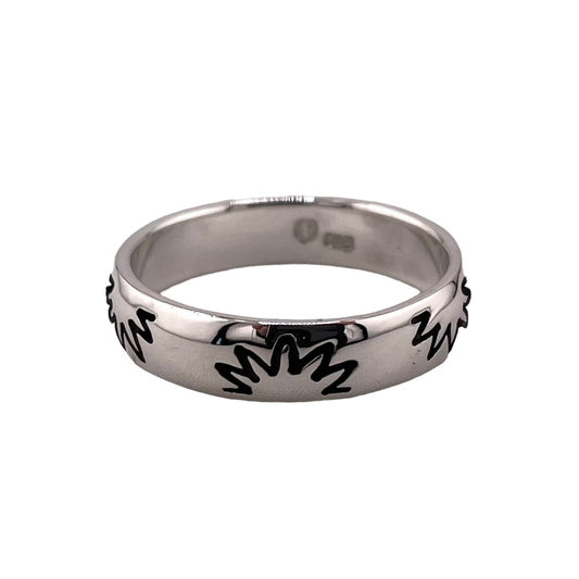 Stamped Sunrise 5mm Band Ring Sterling Silver