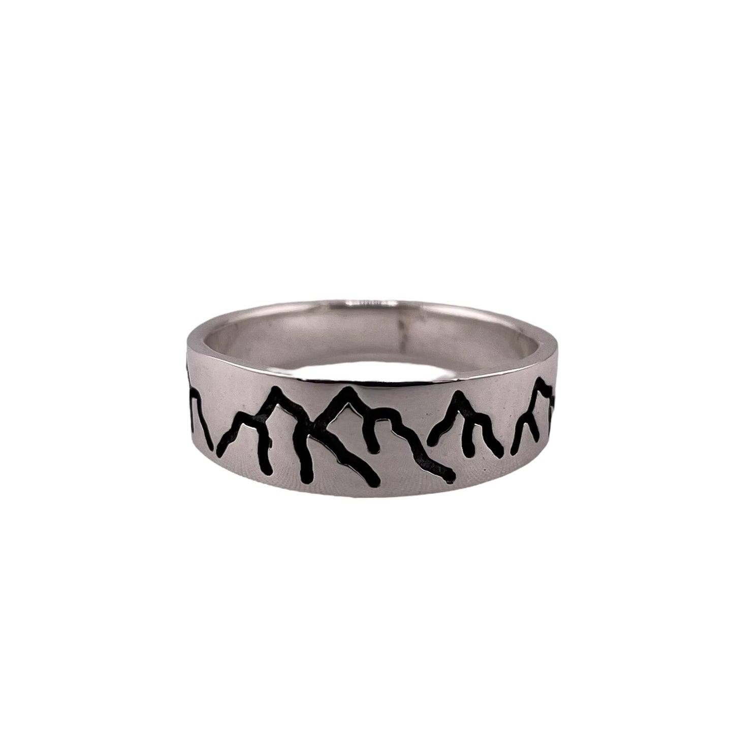 Stamped Mountains 7mm Band Ring Sterling Silver