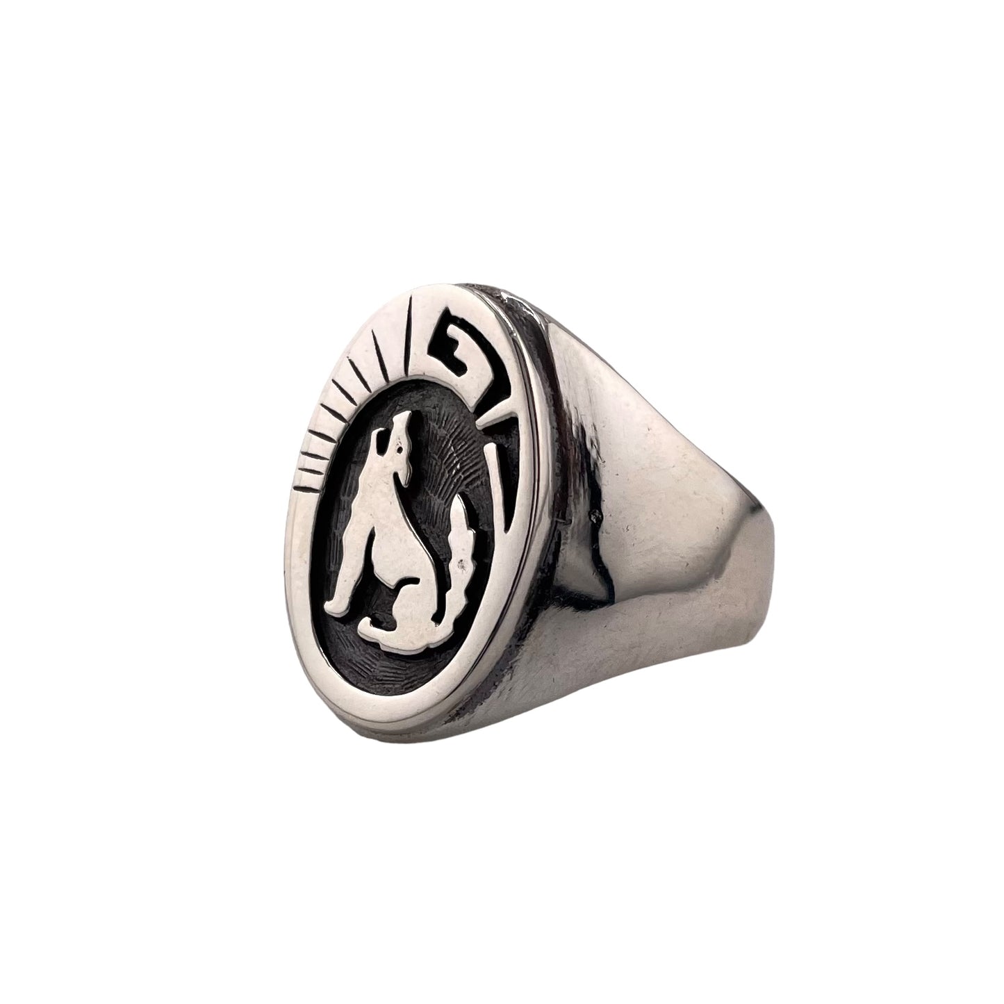 Howling Wolf Imprint 19mm Ring Sterling Silver