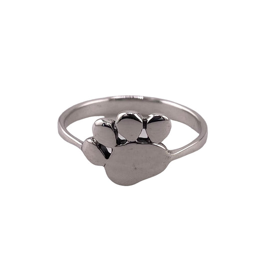 Dog Paw 10mm Ring Sterling Silver