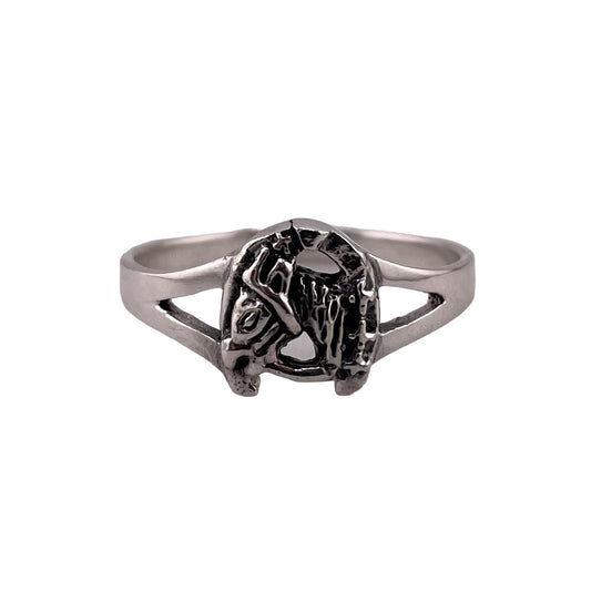 Horsehead Horseshoe 9mm Ring Sterling Silver