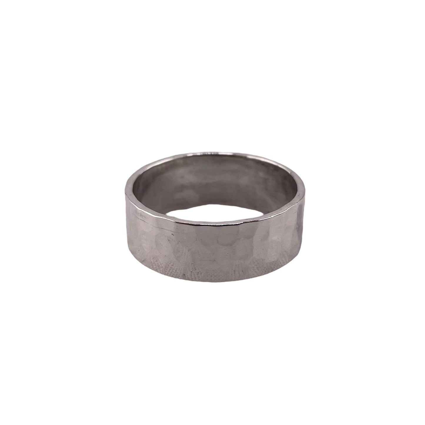 Hammered Spot 8mm Band Ring Sterling Silver