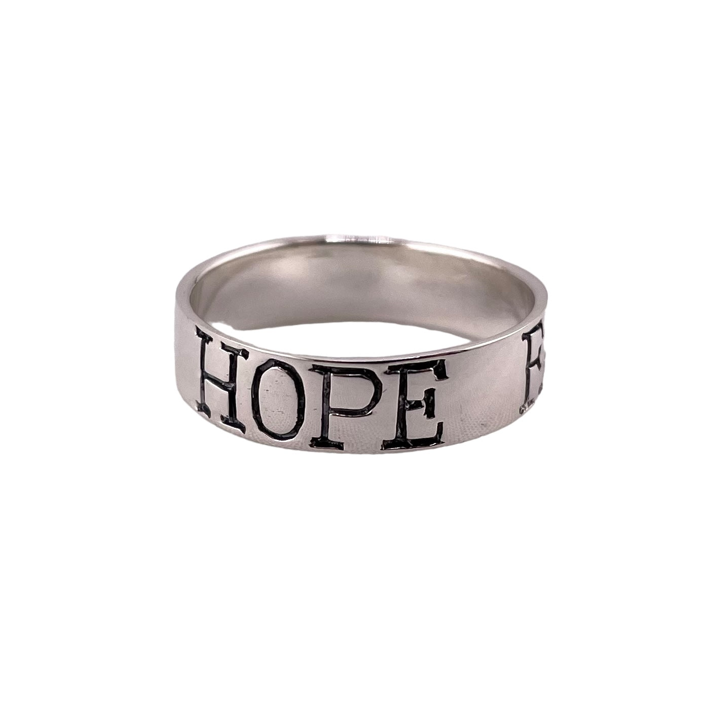 Hope Faith Love 6mm Band Ring Sterling Silver