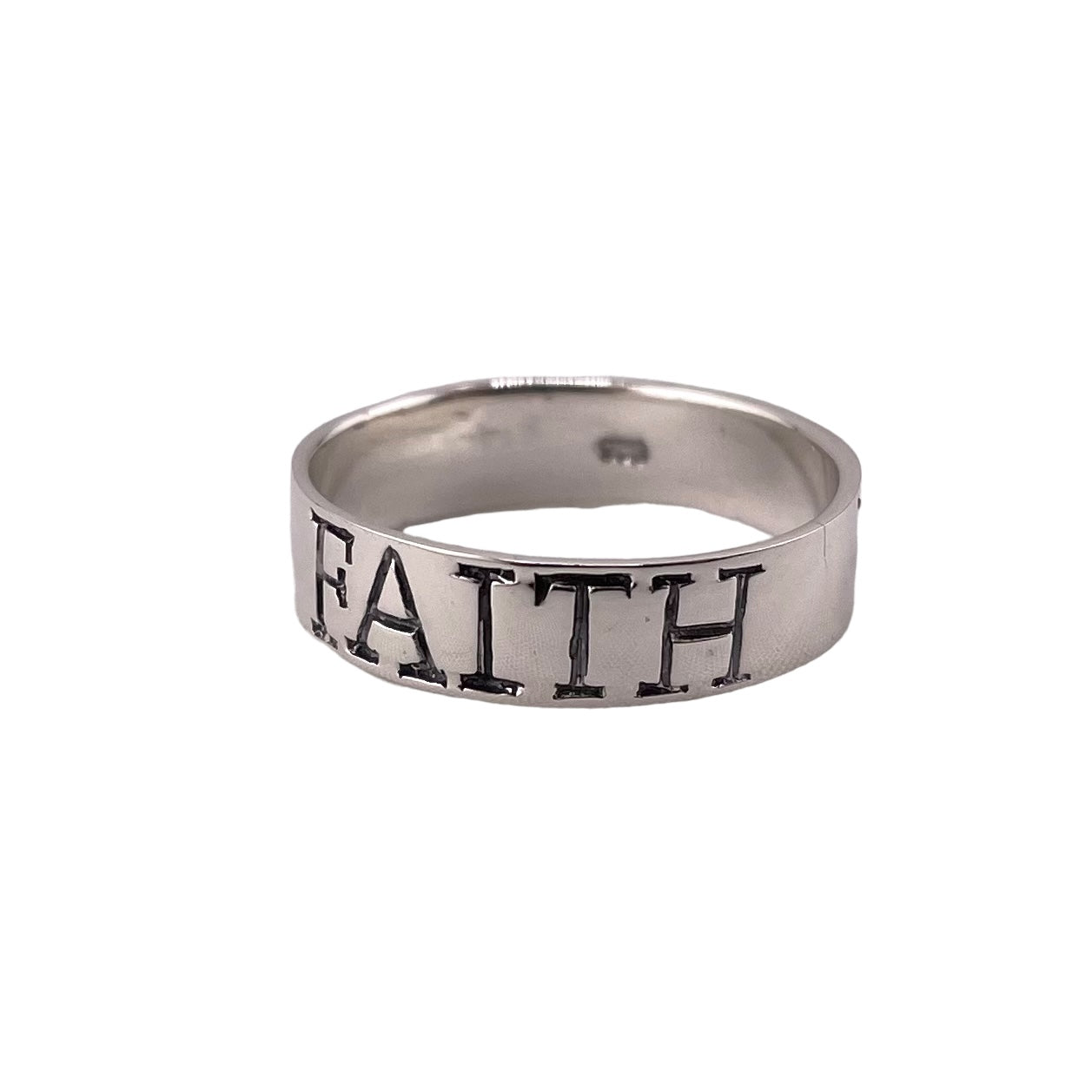 Hope Faith Love 6mm Band Ring Sterling Silver