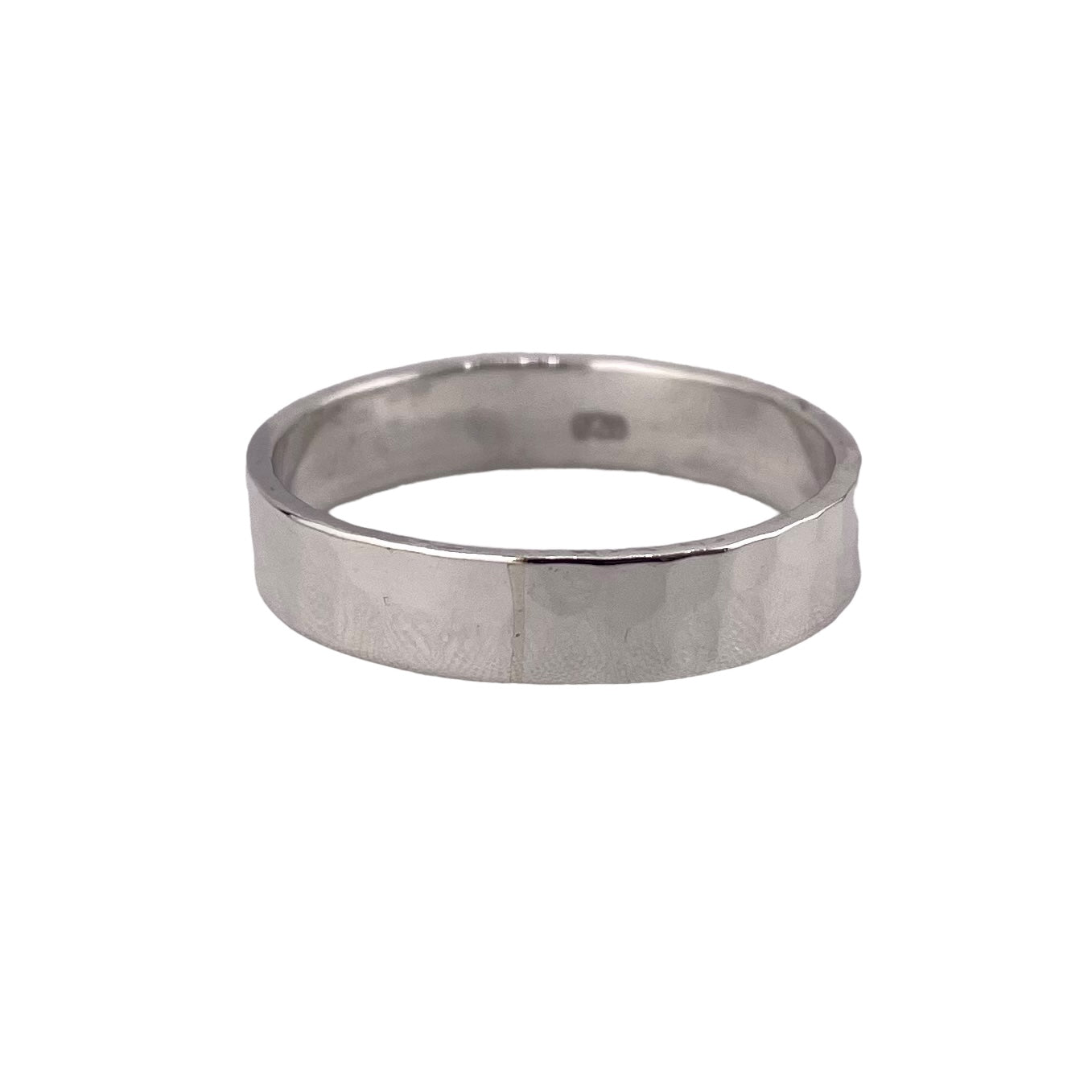 Hammered Spot 5mm Band Ring Sterling Silver