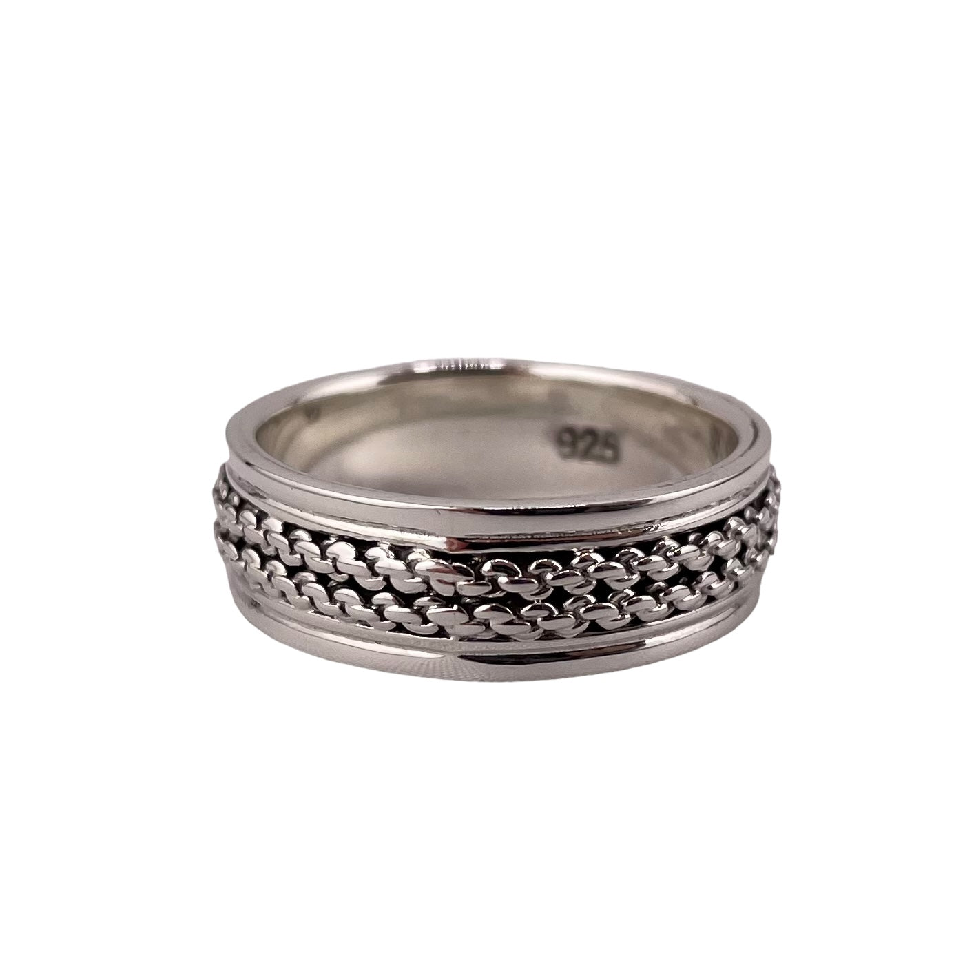 Double Rope 7mm Band Ring Sterling Silver