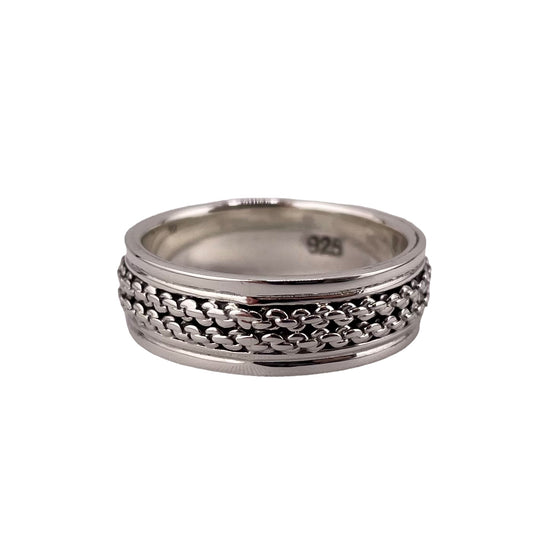 Double Rope 7mm Band Ring Sterling Silver