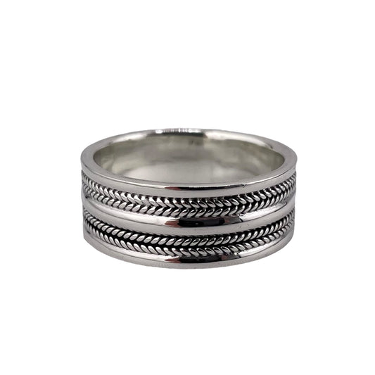 Roped 8mm Band Ring Sterling Silver