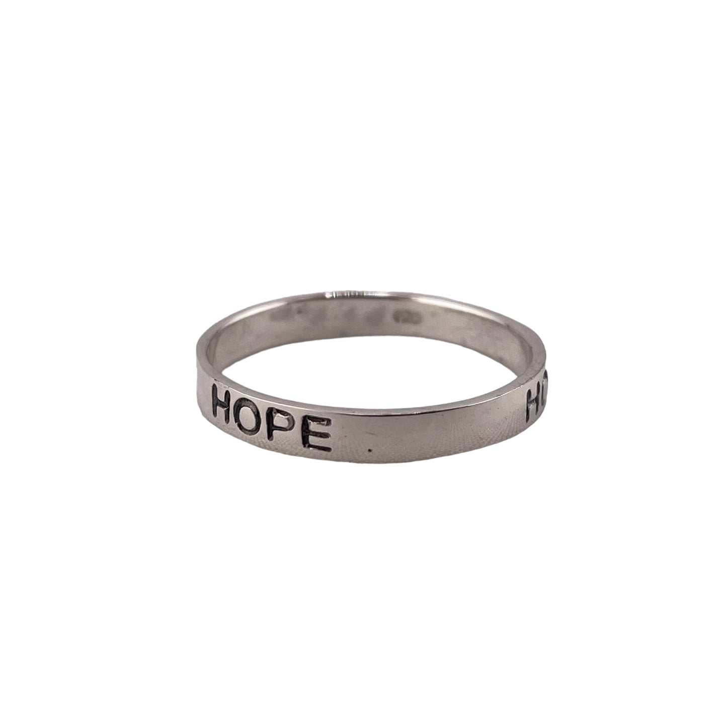 Hope Engraved 3mm Band Ring Sterling Silver