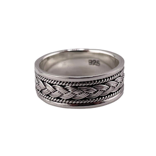 Braided Rope 8mm Band Ring Sterling Silver