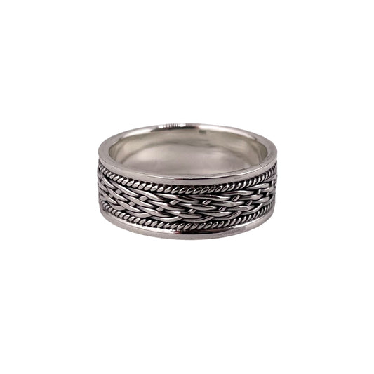 Braided Wire 8mm Band Ring Sterling Silver